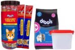 Drools Creamy cat Treats, Real Chicken, 375 gm (Pack of 25) & Drools Kitten(1-12 Months) Dry Cat Food, Ocean Fish, 1.2kg with Free Container - Fast UK Delivery