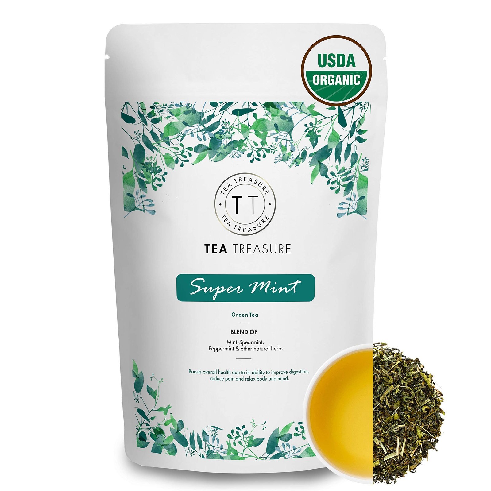 uk81H3pE8IfL-1.jpg Tea Treasure Supermint Herbal Tea 100gm| Supermint Herbal Tea 100gm (100 Cups)| Spearmint Tea for PCOS, PCOD, Acne | High in Vitamin A | Rich in Antioxidants | Helps Reduce Stress | Improve Memory - Fast UK Delivery - Image 1