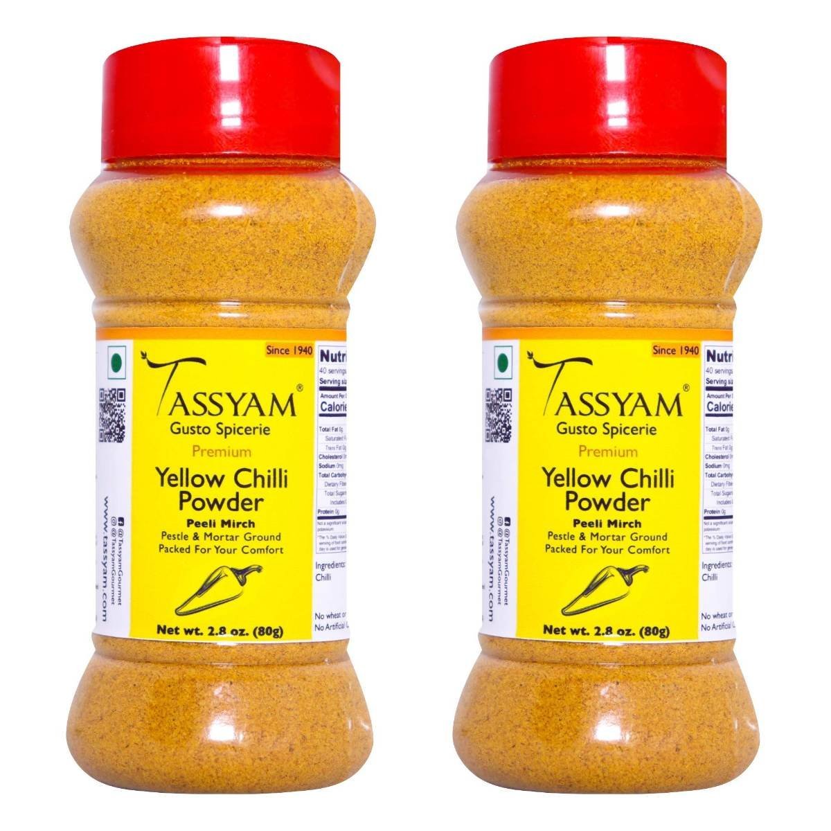 uk81I4BpQkfbL-1.jpg Tassyam Premium Yellow Chilli 160g (2X 80g) Dispenser | No Colours, All Natural - Fast UK Delivery - Image 1