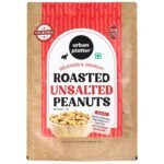 Urban Platter Roasted Unsalted Peanuts, 1Kg [Grade A Peanuts, Groundnut, Singdana, Skin Removed, Vacuum Packed, Fresh, Product of Bharuch] - Fast UK Delivery