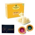 Dhampurgreen Dry Petha Diwali Gift Hamper, 1 Diya & Greeting Card - Indian Sweets | Mithai | Gift, 350grams - Fast UK Delivery