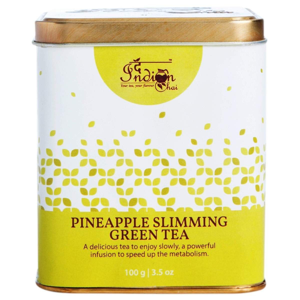 uk81Ndm4qNrL-1.jpg The Indian Chai - Pineapple Slimming Green Tea 100g with Cinnamon Bark for Metabolism, Blood Sugar and Weight Loss - Fast UK Delivery - Image 1