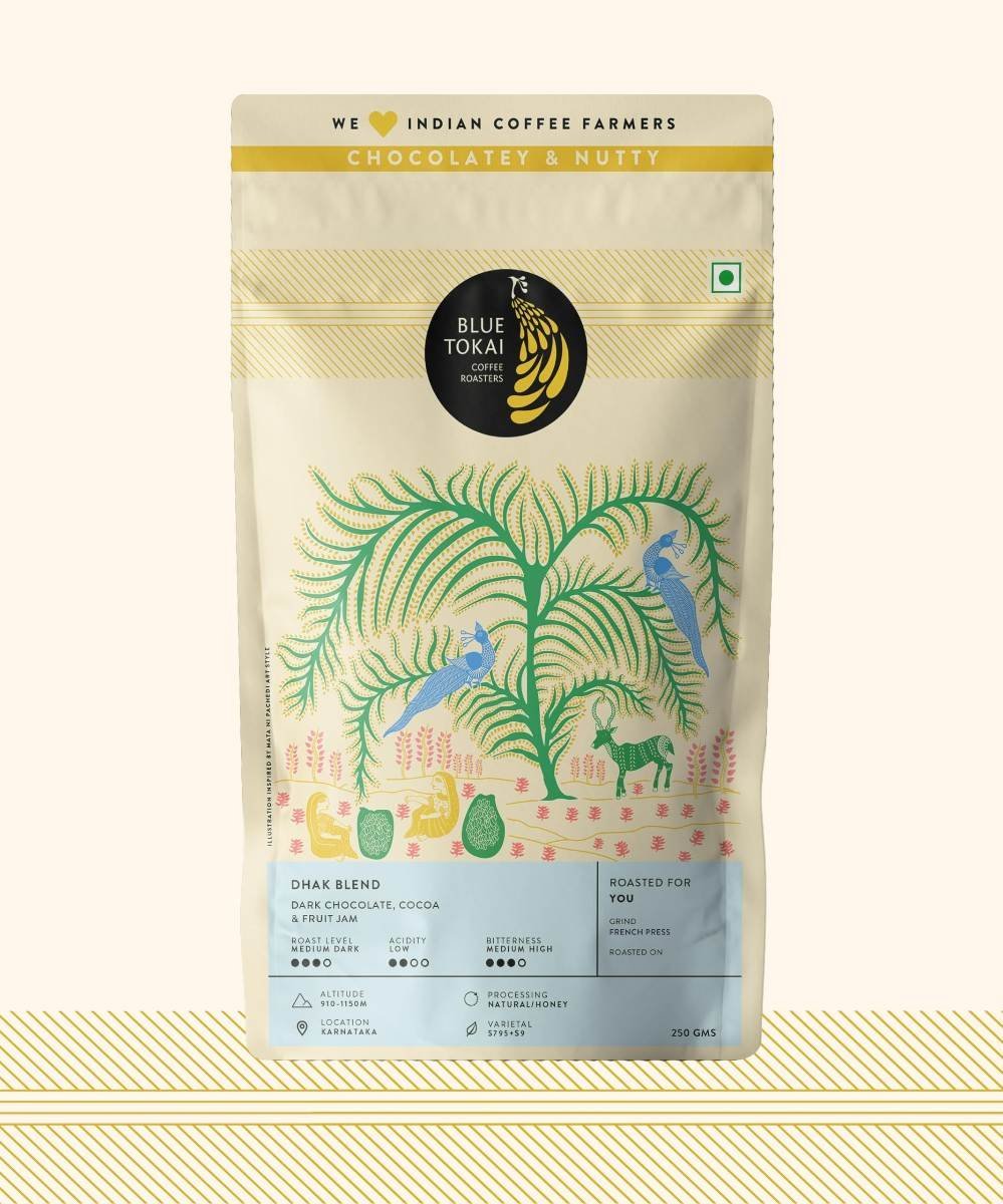 uk81Q5yyqdIEL-1.jpg Blue Tokai Coffee Roasters Dhak Blend - Dark Roast (French Press Grind) 250g | Made With 100% Specialty Grade Arabica Freshly Roasted Ground Coffee, Bag - Fast UK Delivery - Image 1