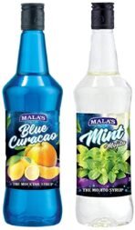 Mala's Fruit Mocktail Syrup, Blue Curacao Mocktail, 750ml & Fruit Mocktail Syrup Transparent Mint Mojito 750ml, 1 count - Fast UK Delivery