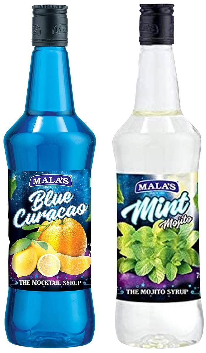 uk81QYrYC6DsL-1.jpg Mala's Fruit Mocktail Syrup, Blue Curacao Mocktail, 750ml & Fruit Mocktail Syrup Transparent Mint Mojito 750ml, 1 count - Fast UK Delivery - Image 1