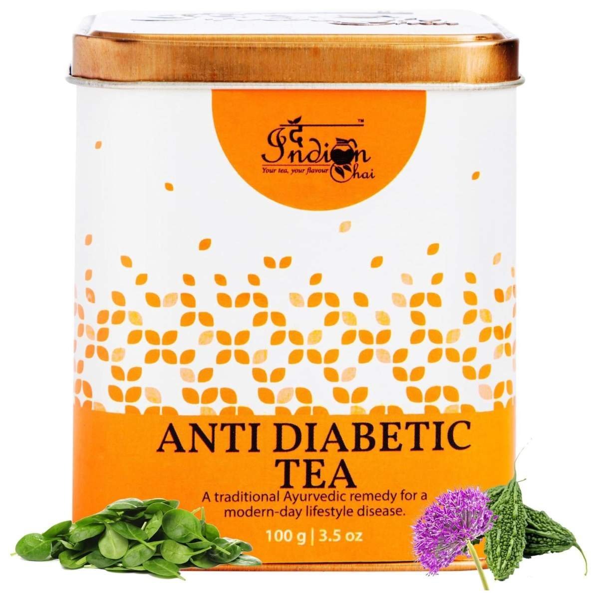 uk81QbAKz41nL-1.jpg The Indian Chai - Anti Diabetic Tea 100g with Gymnemma Sylvestre, Giloy, Bitter melon, Jamun Seed etc for Regulating Blood Sugar Levels, Strengthens Immunity & Liver Function - Fast UK Delivery - Image 1