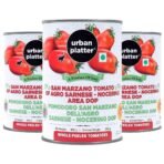 Urban Platter San Marzano Whole Peeled Tomatoes in Tomato Juice, 400g / 14oz [Pack of 3, Drained Weight 260g, DOP, Tomates pelles Dans le Jus, Product of Italy] - Fast UK Delivery