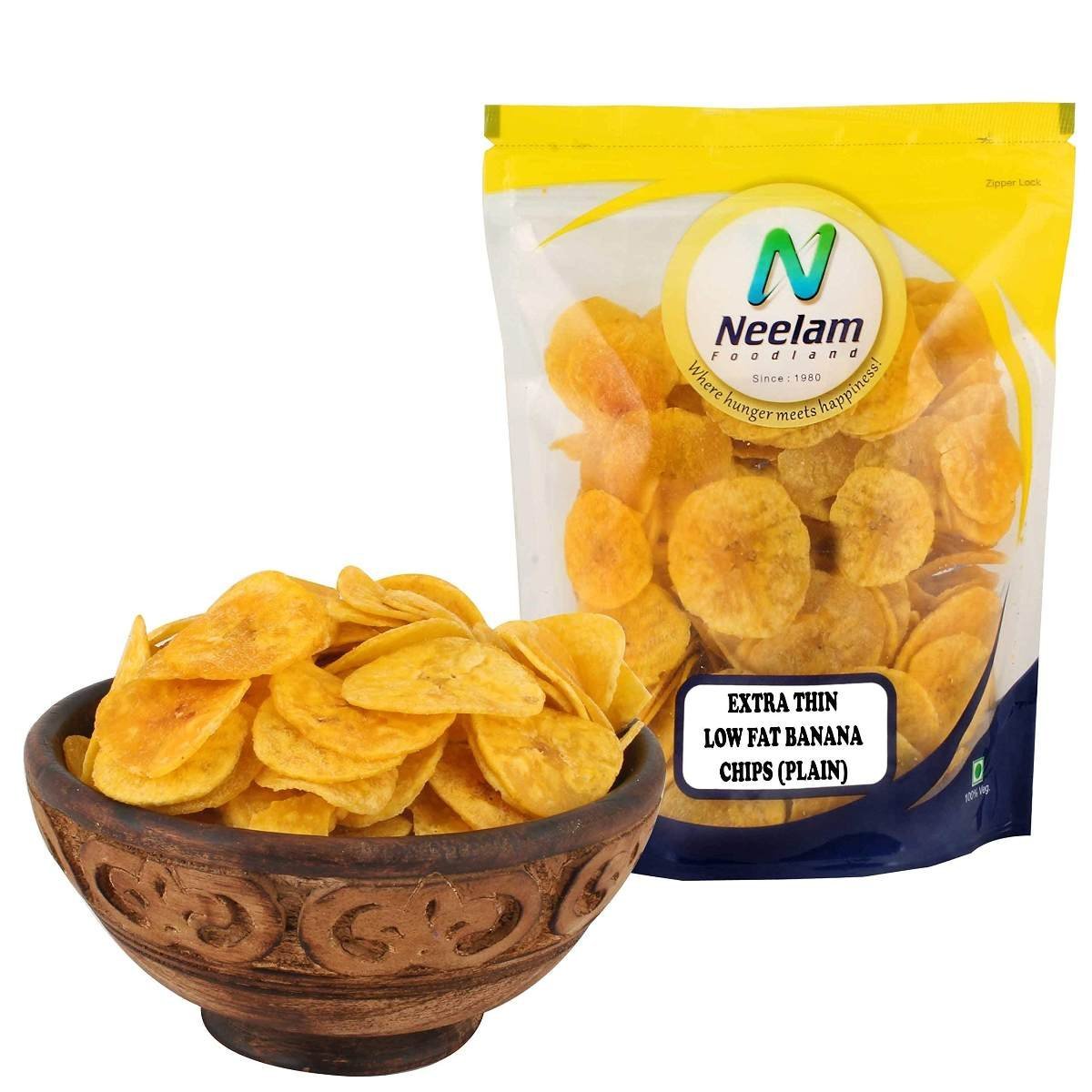 uk81SoCxoIrUS-1.jpg Neelam Foodland Extra Thin Banana Chips Plain, 400g - Fast UK Delivery - Image 1