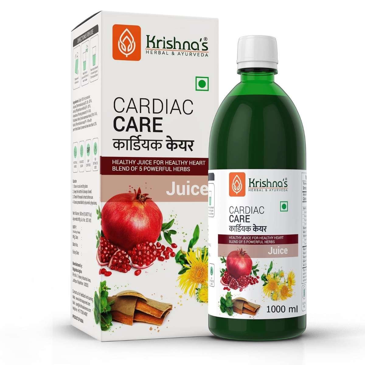 uk81UsZwJ2jeL-1.jpg KRISHNA's HERBAL & AYURVEDA Cardiac Care Juice - 1000 Ml | Ayurvedic Heart Care Expert | Healthy Heart Cardiac Wellness | Enriched With Arjuna Chaal, Kutki, Amla, Anardana & Pushkar Mool - Fast UK Delivery - Image 1