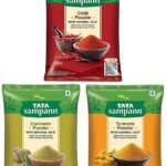 Tata Sampann Chilli Powder With Natural Oils, 500Gm + Coriander Powder With Natural Oils, 500Gm + Turmeric Powder With Natural Oils, 500Gm - Fast UK Delivery