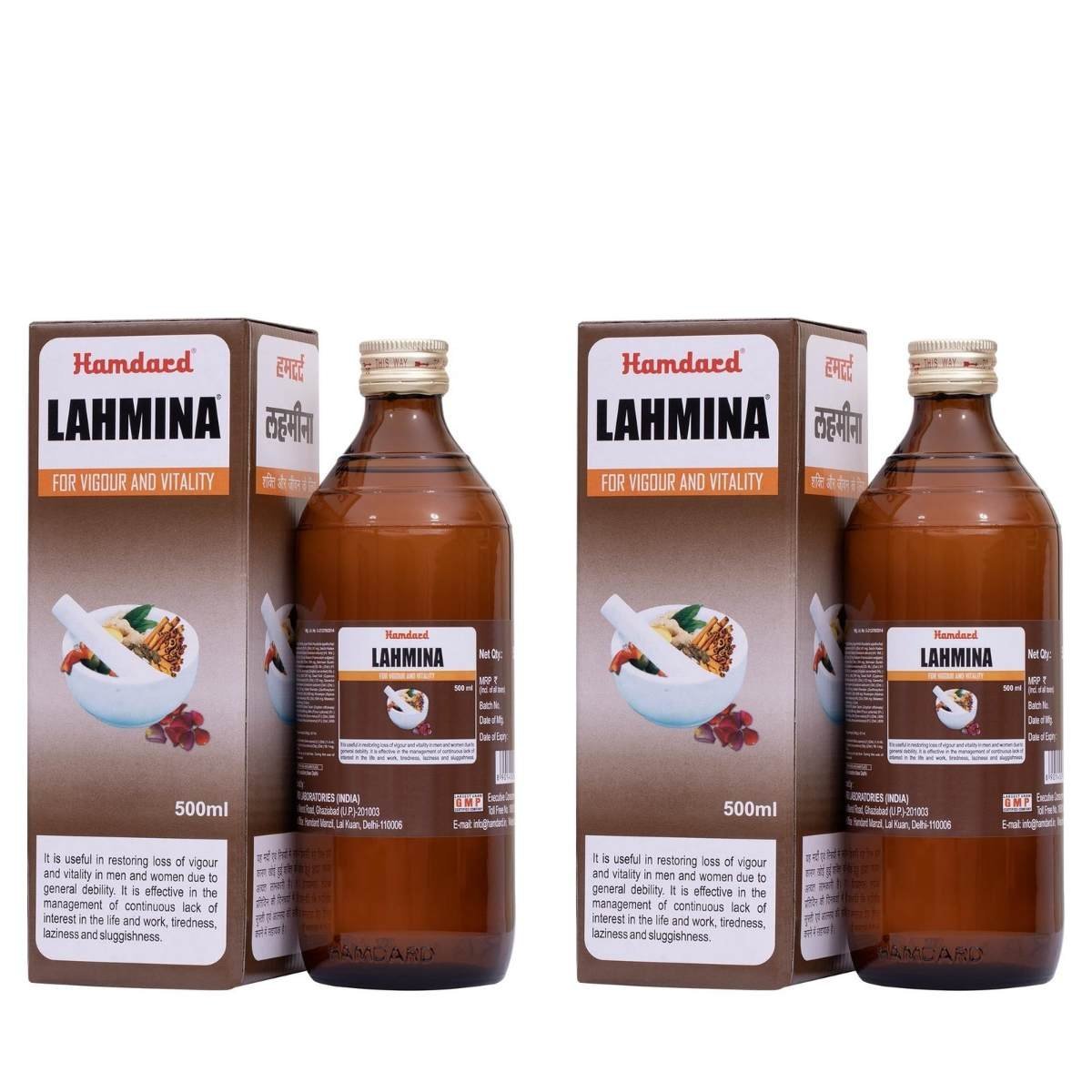 uk81Vj1Gc98PL-1.jpg Hamdard Lahmina Syrup | 500 ml | Provides Strength and Energy | Helps Manage Weakness, Tiredness and Laziness | All-natural | Herbal Remedy | Unani Formulation | Pack of 2 - Fast UK Delivery - Image 1