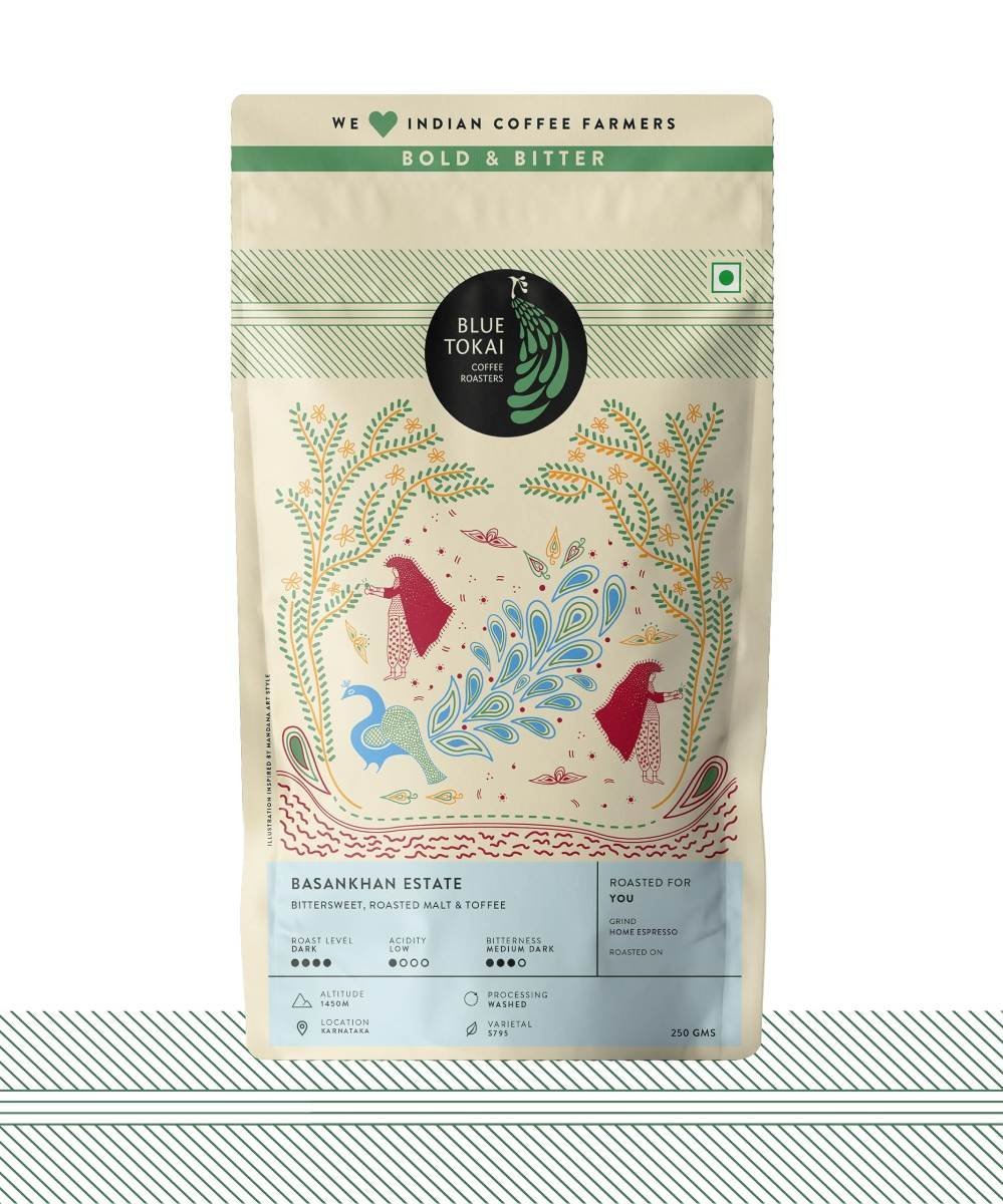 uk81WeVdtFisL-1.jpg Blue Tokai Coffee Roasters Basankhan Estate - (Dark Roast) 250g - Home Espresso Grind | Made With 100% Specialty Grade Arabica Freshly Roasted Ground Coffee, Bag - Fast UK Delivery - Image 1