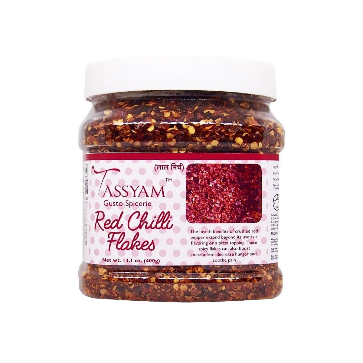 uk81bP26qGzJL-1.jpg Tassyam Red Chilli Flakes 400g | Jumbo Pack - Fast UK Delivery - Image 1
