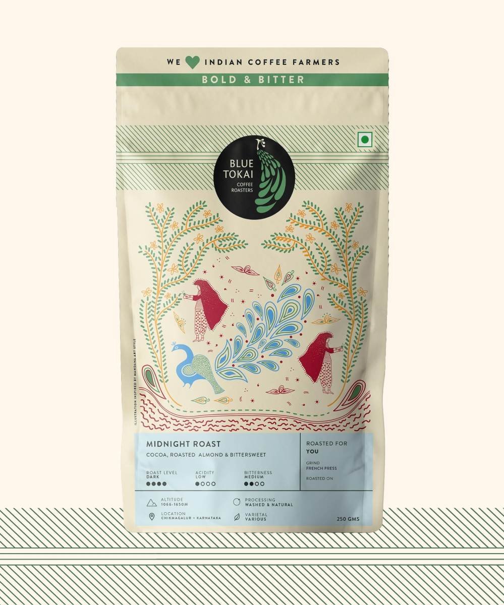 uk81bQKU4AcvL-1.jpg Blue Tokai Coffee Roasters Midnight Roast - (Medium Roast) 250g - French Press Grind | Made With 100% Specialty Grade Freshly Roasted Ground Coffee, Bag - Fast UK Delivery - Image 1