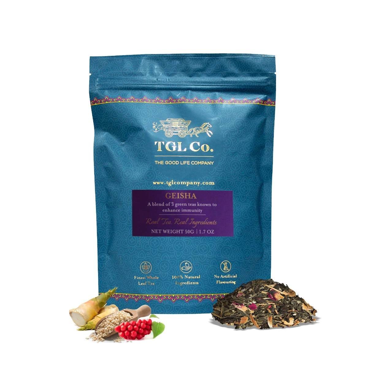 uk81cmWFJKkAL-1.jpg TGL Co. The Good Life Company Geisha Green Tea Loose Leaf(50 Gm) - Fast UK Delivery - Image 1
