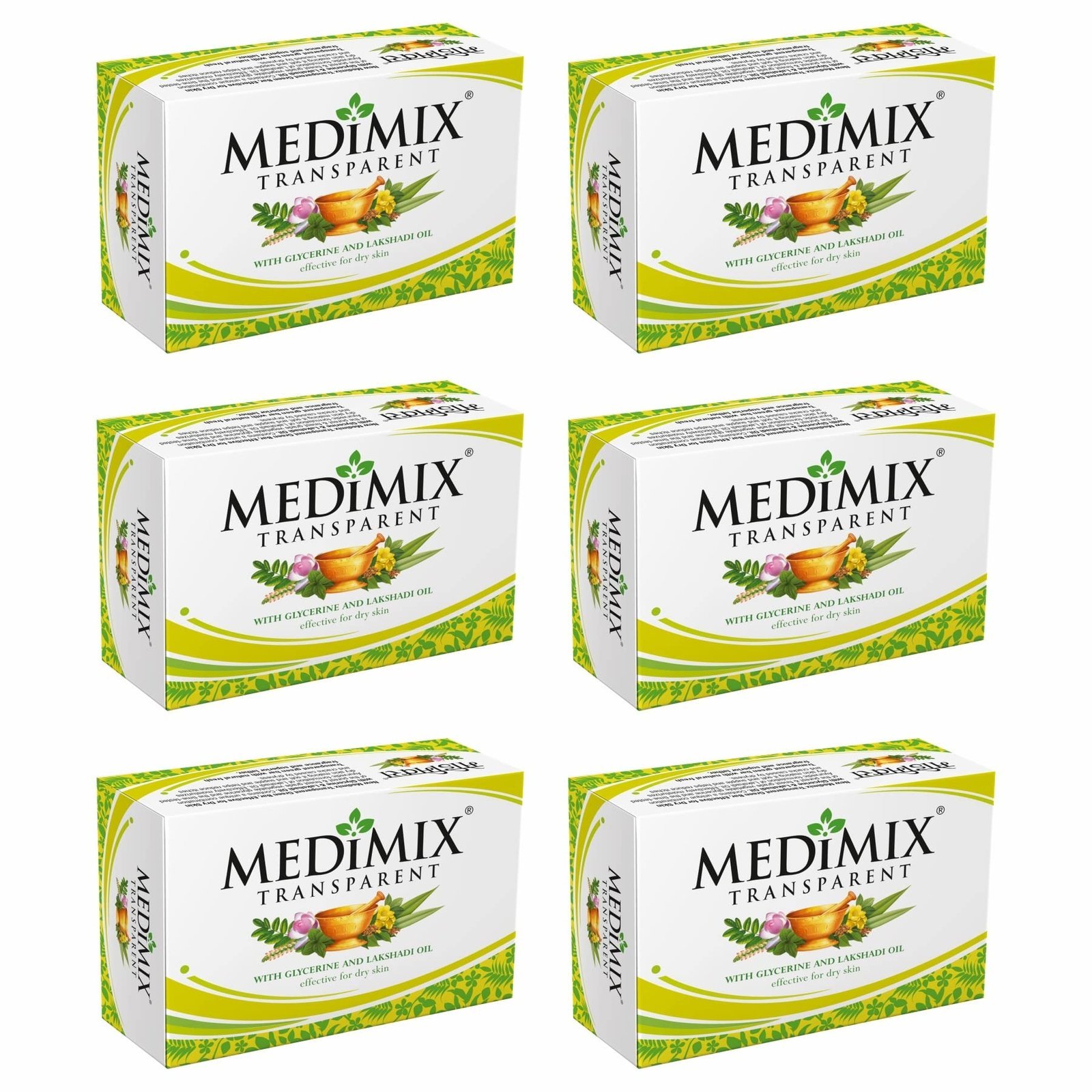 uk81f1fentsBL-1.jpg MEDIMIX Transparent - 125g | Pack of 6 | Bathing Bar For dry Skin | With Glycerine and Lakshadi Oil | - Fast UK Delivery - Image 1