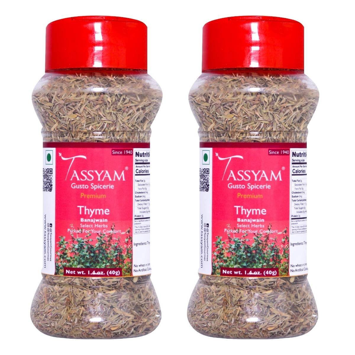 uk81fHsISmsSL-1.jpg Tassyam Dried Thyme 80g (2X 40g) Dispenser | All Natural - Fast UK Delivery - Image 1