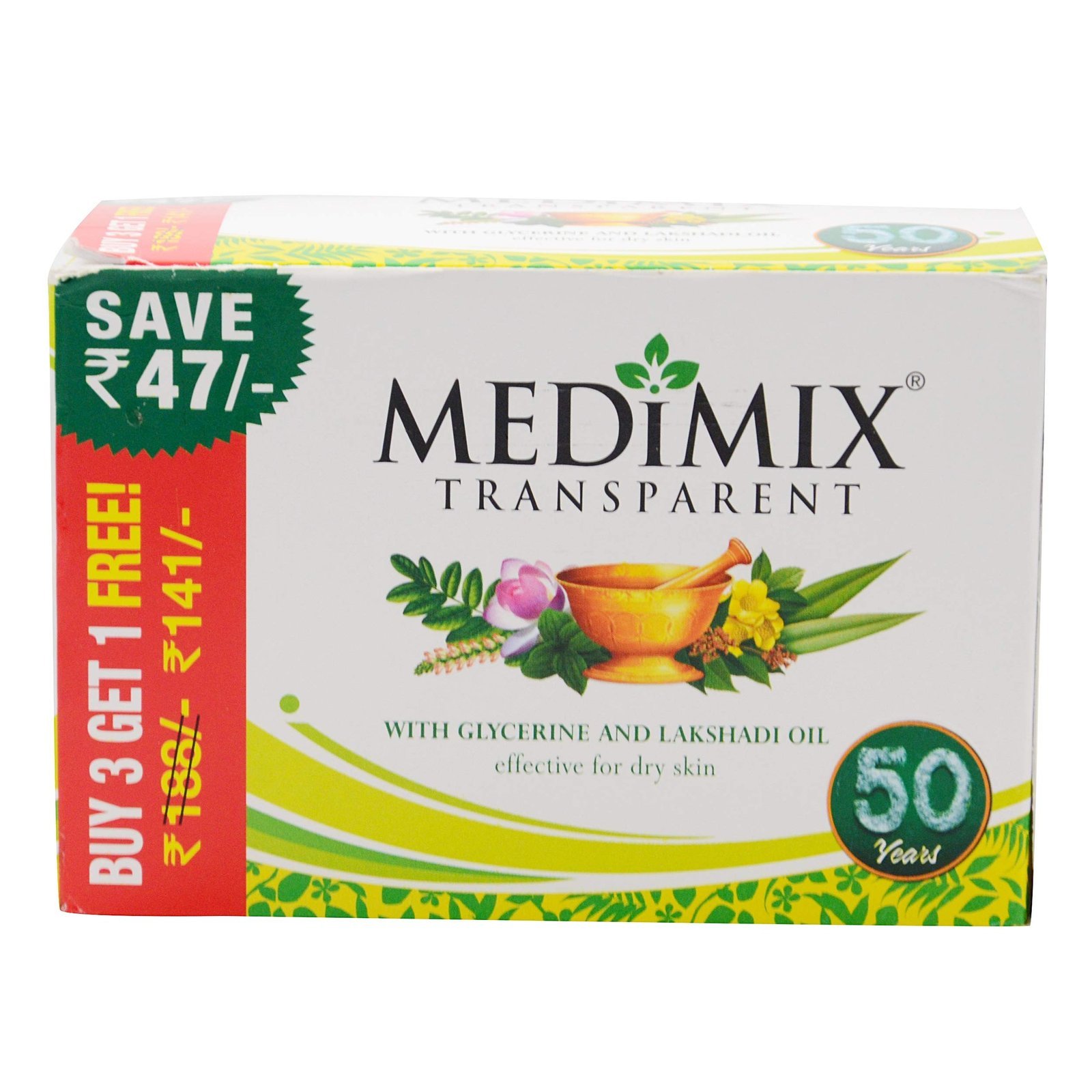 uk81gx3BEZsRL-1.jpg Medimix Transparent Soap with Glycerine and Lakshadi Oil Multipack, 125g 3+1 500 gm Box - Fast UK Delivery - Image 1