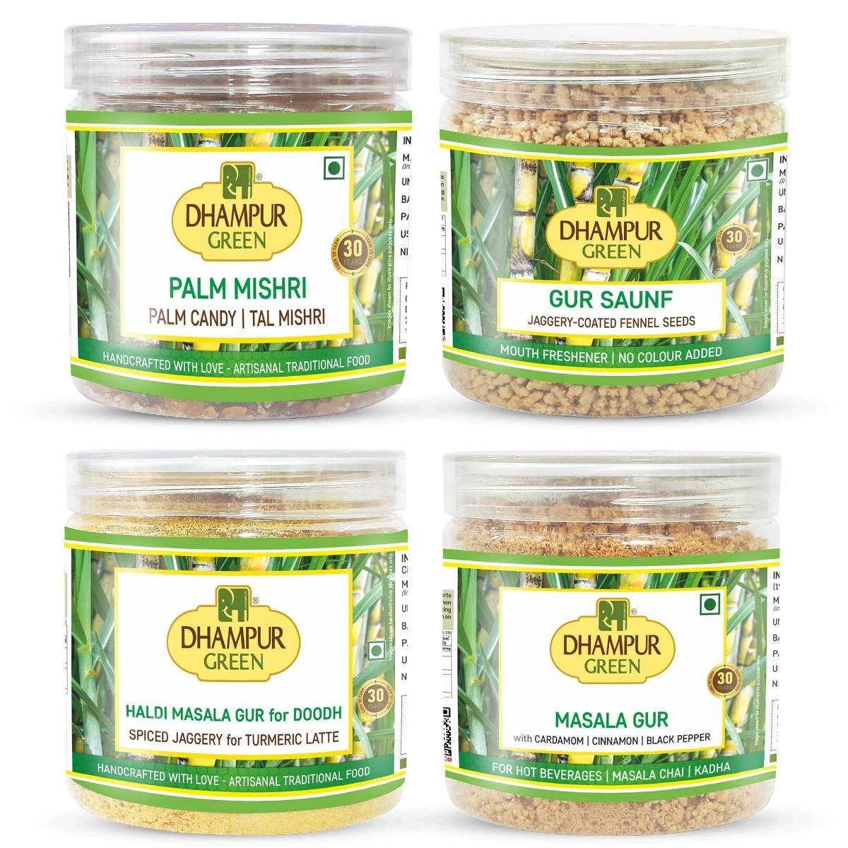 uk81lCcJ512dL-1.jpg Dhampurgreen Spiced Jaggery Tea Palm Candy Sugar, 350gGur Saunf, 250gHaldi Turmeric Masala Gur, 250gGur Masala Powder Chai, 250g1100 - Fast UK Delivery - Image 1