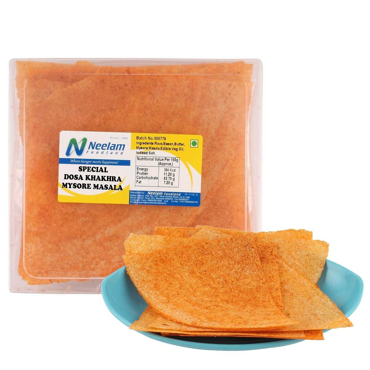 uk81lPOOhZhzL-1.jpg Neelam Foodland Special Mysore Masala Dosa Khakhra 20PC - Fast UK Delivery - Image 1