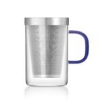 Dancing Leaf Grande Transparent Tea Mug with Heat Resistant Stainless Steel Infuser & Lid, Perfect Tea Cup for Office and Home Uses Suitable for Teabags, Loose Leaf & Fine Leaf Tea (500ml) - Fast Shipping to USA & Canada