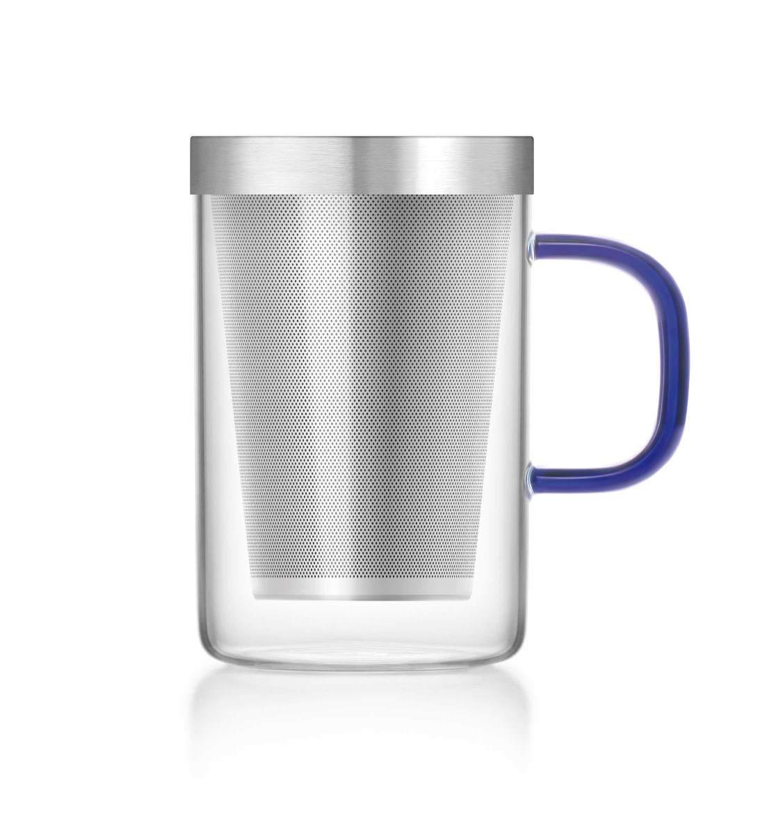 uk81mFMSspTnL-1.jpg Dancing Leaf Grande Transparent Tea Mug with Heat Resistant Stainless Steel Infuser & Lid, Perfect Tea Cup for Office and Home Uses Suitable for Teabags, Loose Leaf & Fine Leaf Tea (500ml) - Fast Shipping to USA & Canada - Image 1