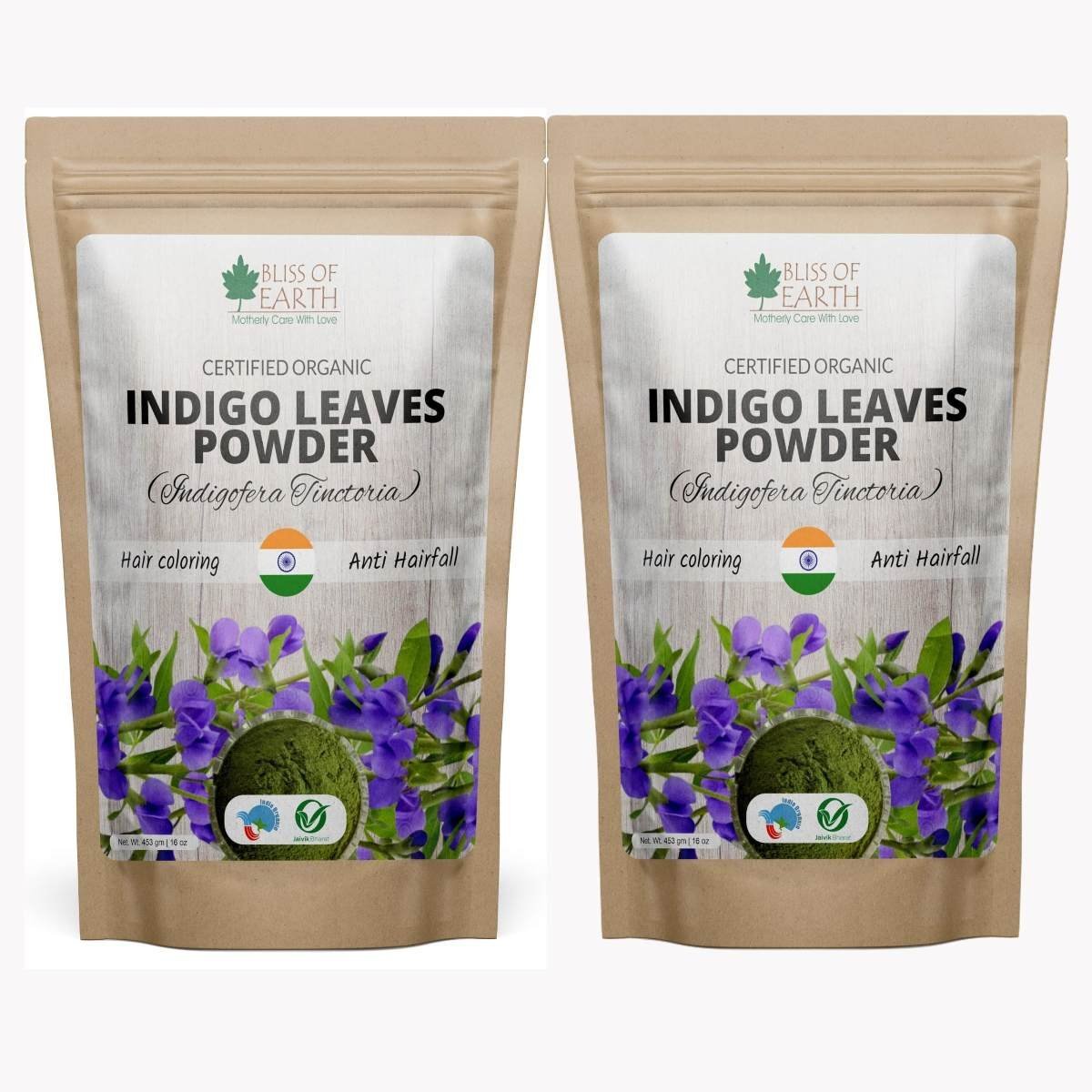 uk81nWF5Juy4L-1.jpg Bliss of Earth Indigo Powder Organic Natural For Hair Black Organic Hair Dye Pack Of 2x453GM - Fast UK Delivery - Image 1