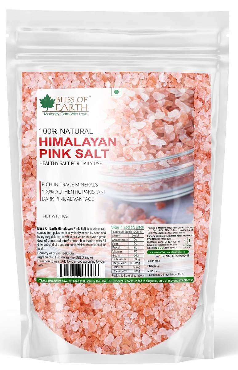 uk81nyImyRvqL-1.jpg Bliss of Earth 1KG Granular Pakistani Himalayan Pink Salt Non Iodized for weight loss & Healthy Cooking, Natural Substitute of White Salt - Fast UK Delivery - Image 1