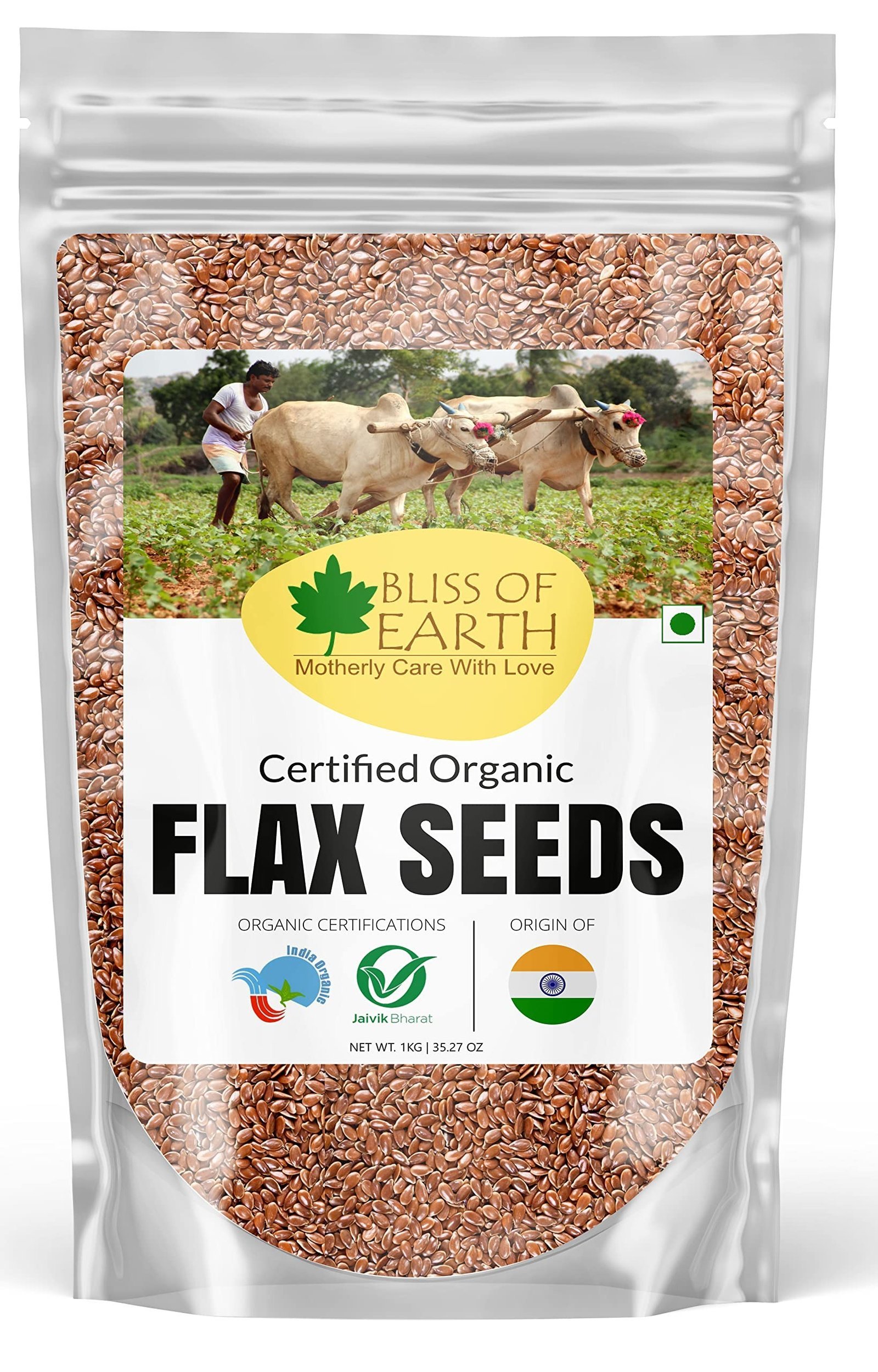 uk81oMTSRTYzL-1.jpg Bliss of Earth 1kg Organic Raw Flax Seeds For Eating and Weight Loss, Rich in OMEGA - Fast UK Delivery - Image 1