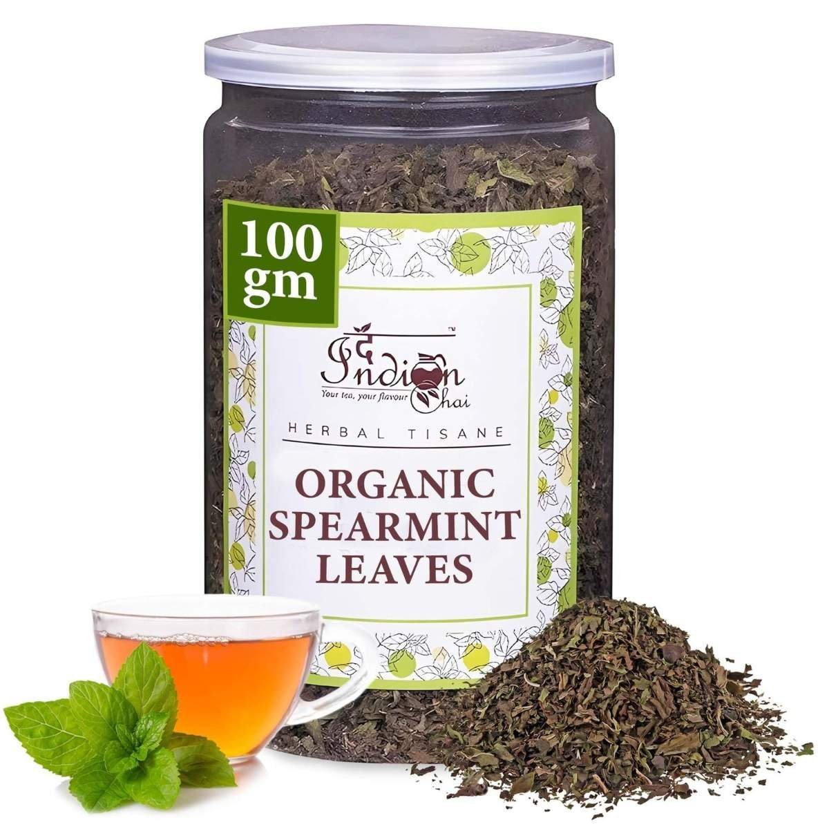 uk81rXp2XIzL-1.jpg The Indian Chai Organic Spearmint Tea For Women's Pcod & Pcos|Helps With Hormonal Imbalance,Facial Hair & Acne|Improves Digestion|Relieves Stress|Herbal Tea|Caffeine Free|Loose Leaves-100 Gram - Fast UK Delivery - Image 1