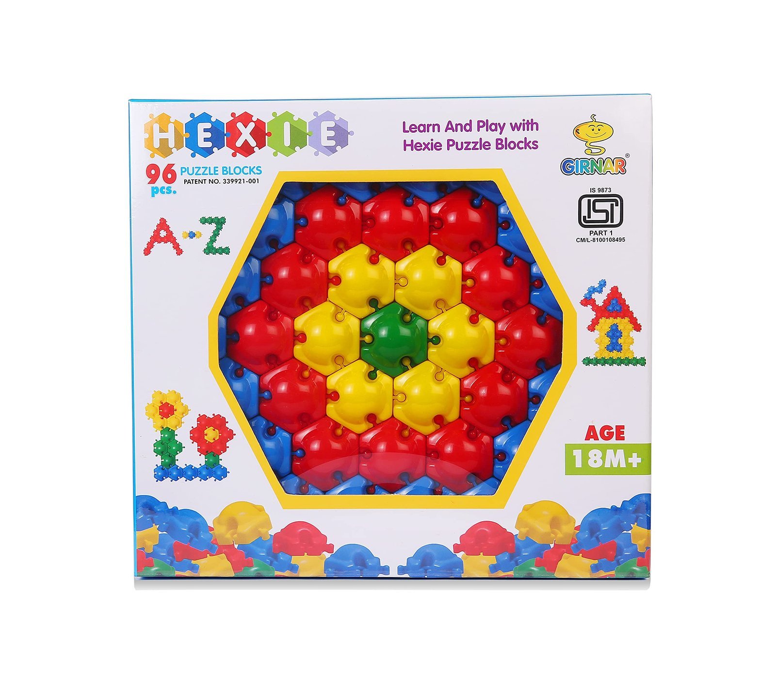 uk81svSD-7MzS-1.jpg Girnar Hexie Puzzle Blocks 96 Pcs, Multicolor - Fast UK Delivery - Image 1