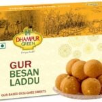 Dhampurgreen Gur Besan Laddu Ladoo, 500 grams | Indian Sweets | Gur Mithaai | Jaggery Sweets | Laddo Mithai Sweets Gift Box | Besan Sweet - Fast UK Delivery