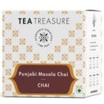 Tea Treasure Punjabi Masala Chai - 10 Pyramid Tea Bags - Blend of Ginger, Fennel Seeds, Cinnamon, Licorice, Black Pepper, Clove, Rose & Many More | Flavourful Tea | Masala Chai | Instant Tea - Fast UK Delivery