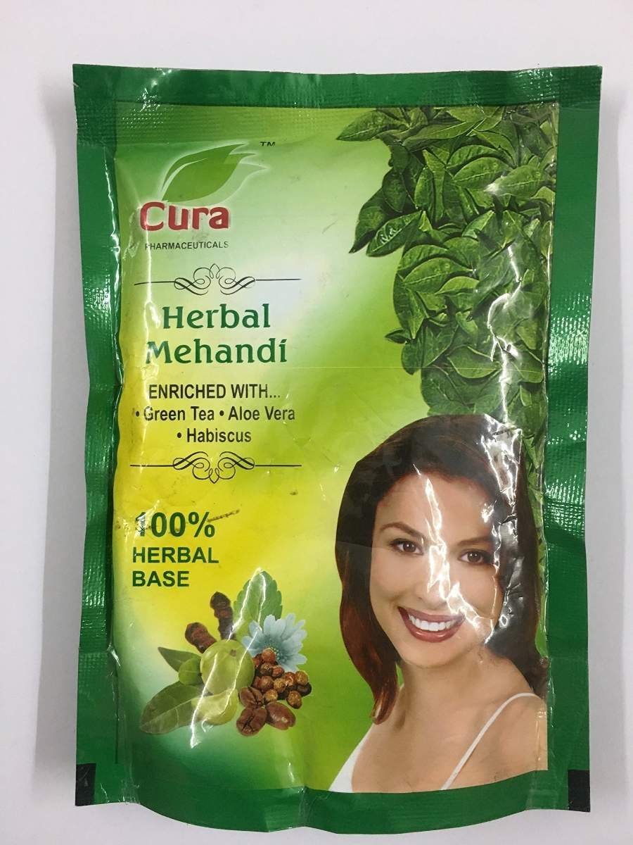 uk91YQAxqn1wL-1.jpg Cura Herbal Mehandi (Enriched with Green Tea, Aloe Vera, Habiscus) 100gms (Pack of 3) 300gms - Fast UK Delivery - Image 1