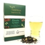 Tassyam Green Tea, Masala Chai, 50 Grams - Luxury Box - Loose Leaf with Whole Spices & Lemon Grass - Fast UK Delivery