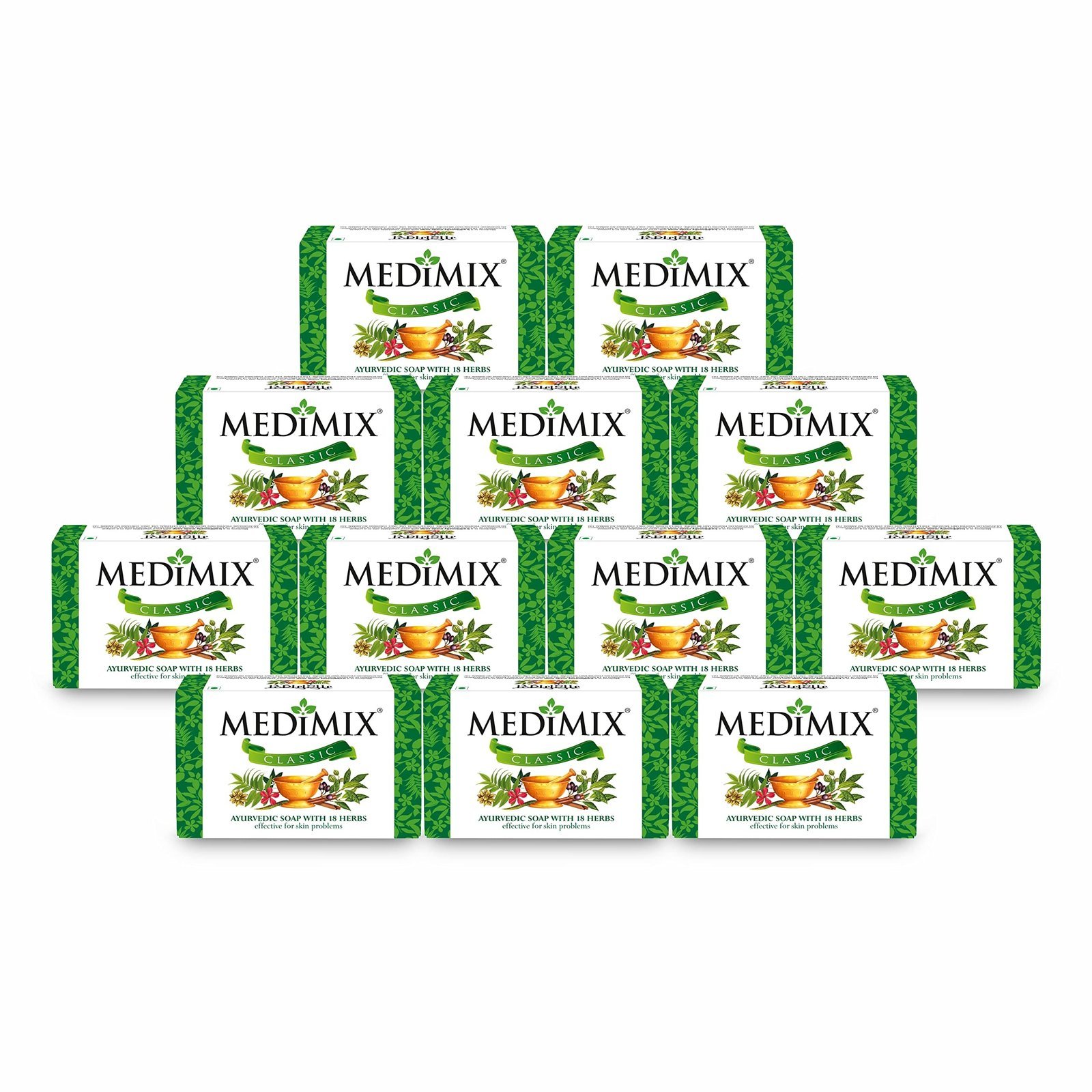 uk91p2ORQFVKL-1.jpg MEDIMIX Classic Soap | Pack of 12 | 75g each | Ayurvedic Soap with 18 Herbs | Effective for Skin Problems | - Fast UK Delivery - Image 1