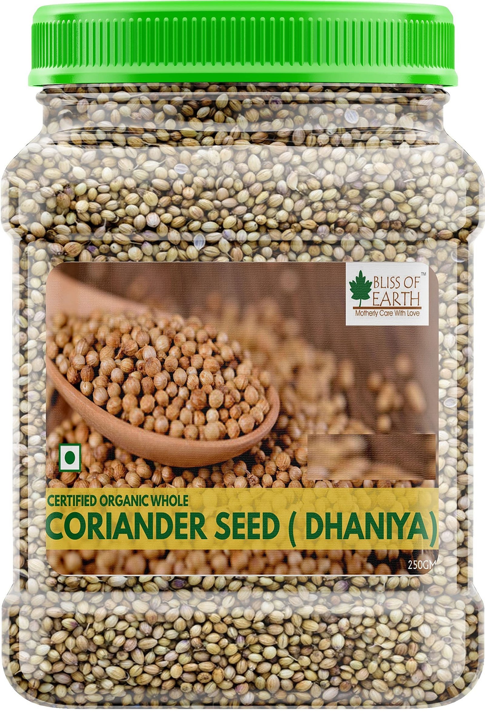 uk91pYKRAO2vL-1.jpg Bliss of Earth Organic Whole Coriander Seeds, Sabut Dhaniya, 250gm - Fast UK Delivery - Image 1