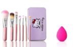 Hilary Rhoda Miss & Mam synthetic Makeup Brush with Storage Box with Sponge Puff (Colour May Vary) - Set of 7 - Fast UK Delivery