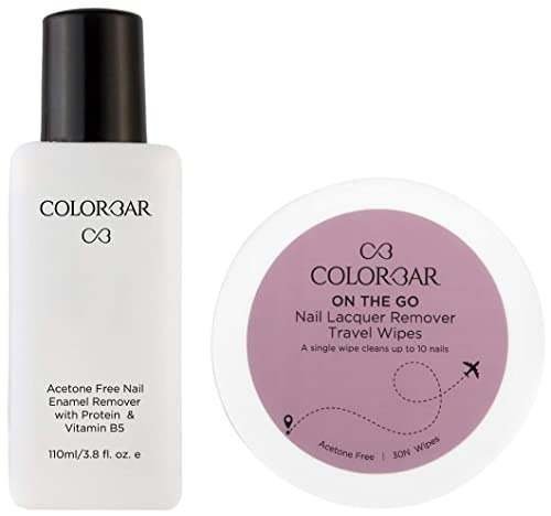 uk31DiPvV8ZhL-1-1.jpg Colorbar Nail Polish Remover, 110ml & Colorbar On the Go Nail Lacquer Remover Wipes, Rainbow Bouquet, 30 Pieces - Fast UK Delivery - Image 1
