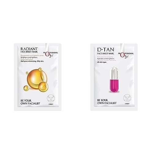 uk31IHi25qKeL-1-1.jpg O3+ Facialist Radiant Face Sheet Mask (30g) & O3+ Facialist Dtan Face Sheet Mask (30g) Combo - Fast UK Delivery - Image 1