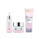 L'Oreal Paris Brightening Serum, 1% Glycolic Acid, 2% Niacinamide Serum Glycolic Bright Skin, 15ml & Glycolic Bright Day Cream with SPF 17, 15ml & Glycolic Bright Daily Foaming Face Cleanser, 100ml - Fast UK Delivery