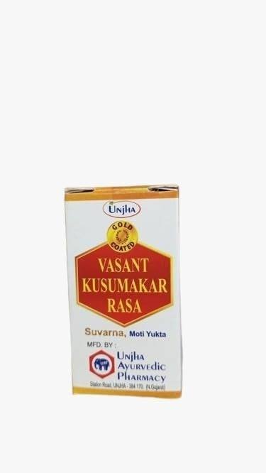 uk31VafLDe9kL-1-1.jpg Unjha Vasant Kusumakar Ras Swarna Moti Yukta 1g 10 Pills Ayurvedic Supplement for Vitality Immunity and Overall Health - Image 1