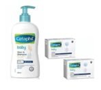 Cetaphil Baby Wash & Shampoo with Organic Calendula 400ml and Baby Mild Bar 75g(2Pcs) (Pack of 3)- Combo - Fast UK Delivery