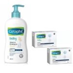 Cetaphil Baby Wash & Shampoo with Organic Calendula 400ml and Baby Mild Bar 75g(2Pcs) (Pack of 3)- Combo - Fast UK Delivery