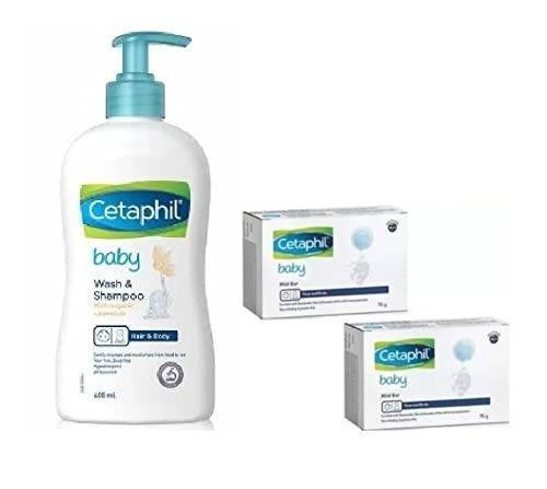 uk31XMkKKxJTL-1-1.jpg Cetaphil Baby Wash & Shampoo with Organic Calendula 400ml and Baby Mild Bar 75g(2Pcs) (Pack of 3)- Combo - Fast UK Delivery - Image 1