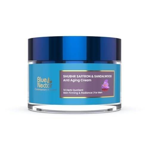 uk31Z4fyZSoTL-1.jpg Blue Nectar Men Face Cream Natural Skin Brightening Cream Anti Aging Cream for Men with Sandalwood Saffron and Almond Oil (14 Herbs 50g) - Fast UK Delivery - Image 1