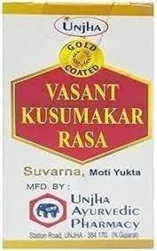 uk31ggiX2z4RL-1-1.jpg Unjha Vasant Kusumakar Rasa(With Gold & Pearl) 100 Tablets - Image 1