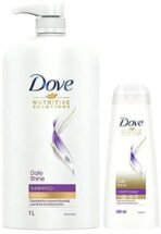Dove Daily Shine Shampoo 1 L, For Damaged or Frizzy Hair, Makes Hair Soft, Shiny And Smooth & Dove Daily Shine Conditioner, 340 ml - Fast UK Delivery - Image 2