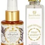 Just Herbs Silksplash Neem-Orange Rehydrant Ayurvedic Face Wash - 100 ML + Just Herbs Steam Distilled Rose Water Face Mist - 100 ML - Fast UK Delivery