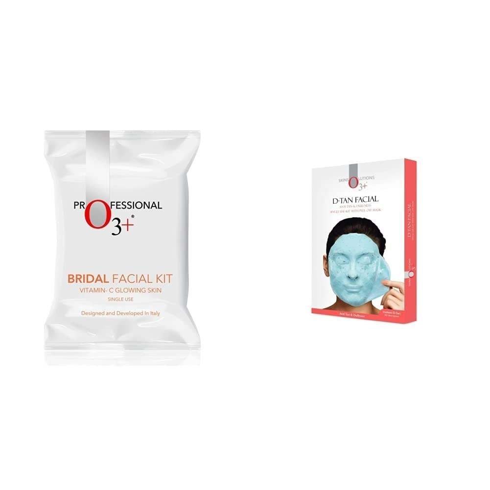 uk41-wPh-LqqL-1-1.jpg O3+ Bridal Facial Kit Vitamin C Glowing Skin for Bright and Radiant Complexion Suitable for All Skin Types 136g + O3+ D-Tan Facial kit for tan removal & brightness for tanned & dull skin 45g - Fast UK Delivery - Image 1